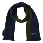 Missoni Blue Green Wool Unisex Neck Wrap Shawl Blue - Zeiniez