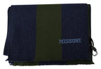 Missoni Blue Green Wool Unisex Neck Wrap Shawl Blue - Zeiniez