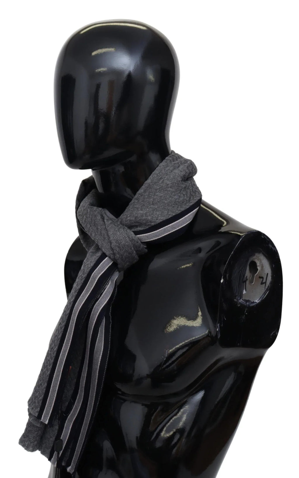 Missoni Gray Stripes Pattern 100% Wool Unisex Neck Wrap Scarf - Zeiniez