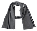 Missoni Gray Stripes Pattern 100% Wool Unisex Neck Wrap Scarf - Zeiniez