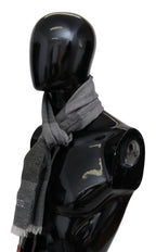 Missoni Gray Striped Wool Unisex Neck Wrap Fringes Scarf - Zeiniez