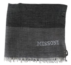 Missoni Gray Striped Wool Unisex Neck Wrap Fringes Scarf - Zeiniez