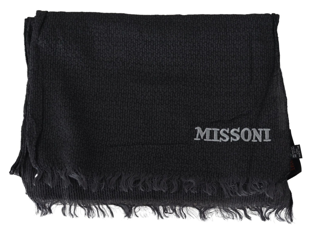 Missoni Black Wool Knit Unisex Neck Wrap Scarf - Zeiniez