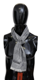 Missoni Gray Floral Wool Unisex Neck Wrap Fringes Scarf - Zeiniez