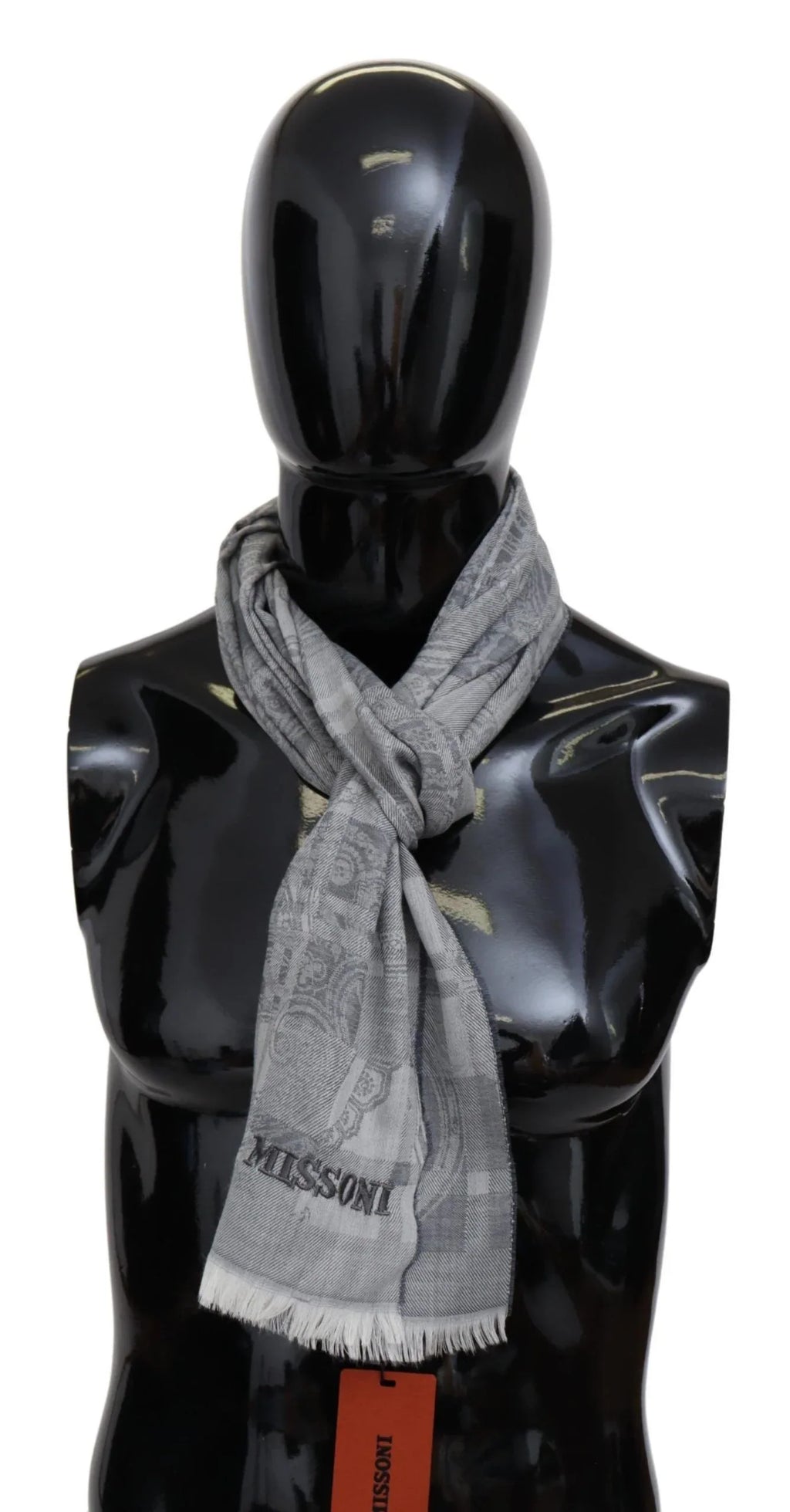 Missoni Gray Floral Wool Unisex Neck Wrap Fringes Scarf - Zeiniez