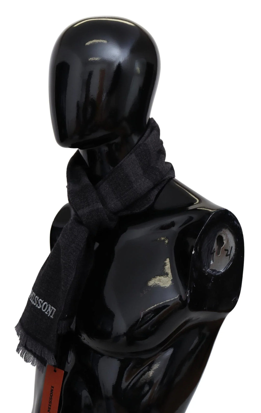 Missoni Black Striped Wool Unisex Neck Wrap Scarf - Zeiniez