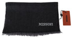 Missoni Black Striped Wool Unisex Neck Wrap Scarf - Zeiniez