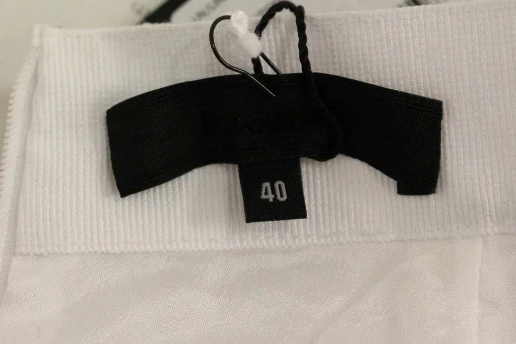 Koonhor White Sequined Straight Pencil Skirt - Zeiniez