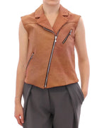 La Maison du Couturier Brown Leather Jacket Vest - Zeiniez