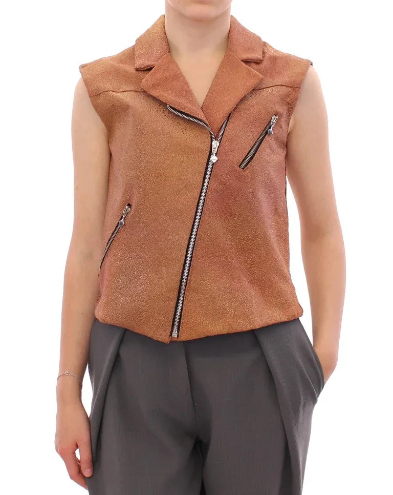 La Maison du Couturier Brown Leather Jacket Vest - Zeiniez