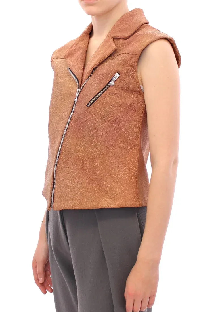 La Maison du Couturier Brown Leather Jacket Vest - Zeiniez