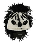 Dolce & Gabbana Black White Knitted Cashmere Animal Design Hat - Zeiniez