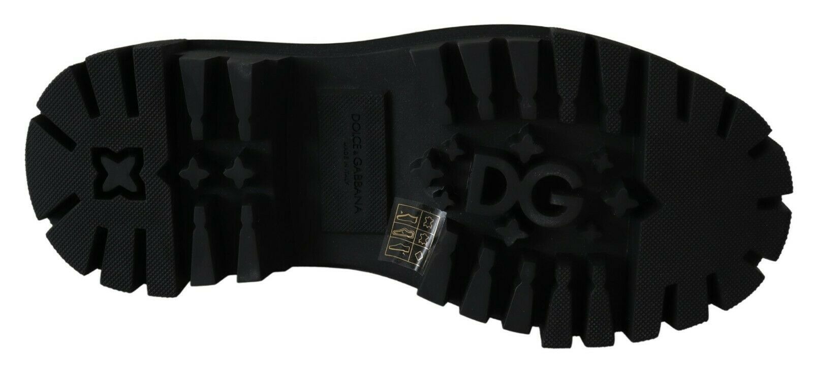 Dolce & Gabbana Black Leather Crystal Combat Boots - Zeiniez