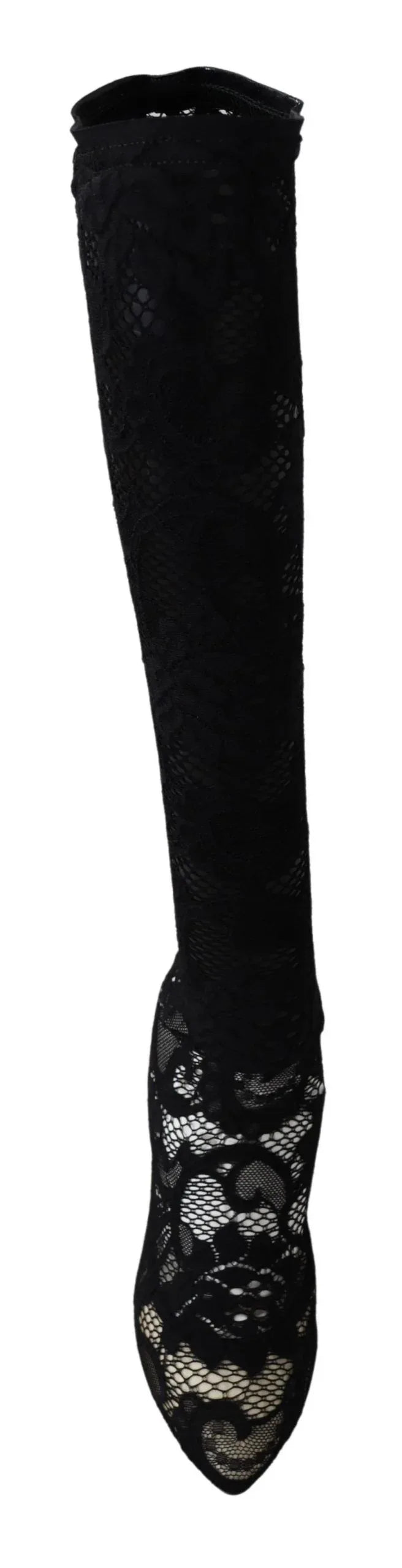 Dolce & Gabbana Black Taormina Lace Socks Boots Shoes Pumps - Zeiniez