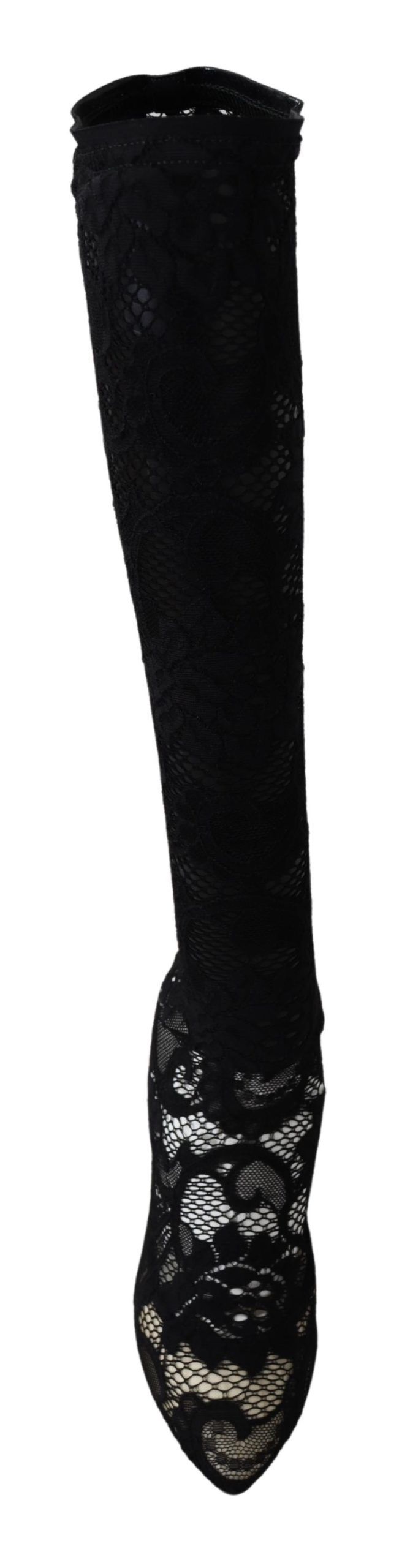 Dolce & Gabbana Black Taormina Lace Socks Boots Shoes Pumps - Zeiniez