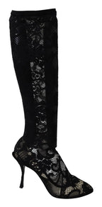 Dolce & Gabbana Black Taormina Lace Socks Boots Shoes Pumps - Zeiniez