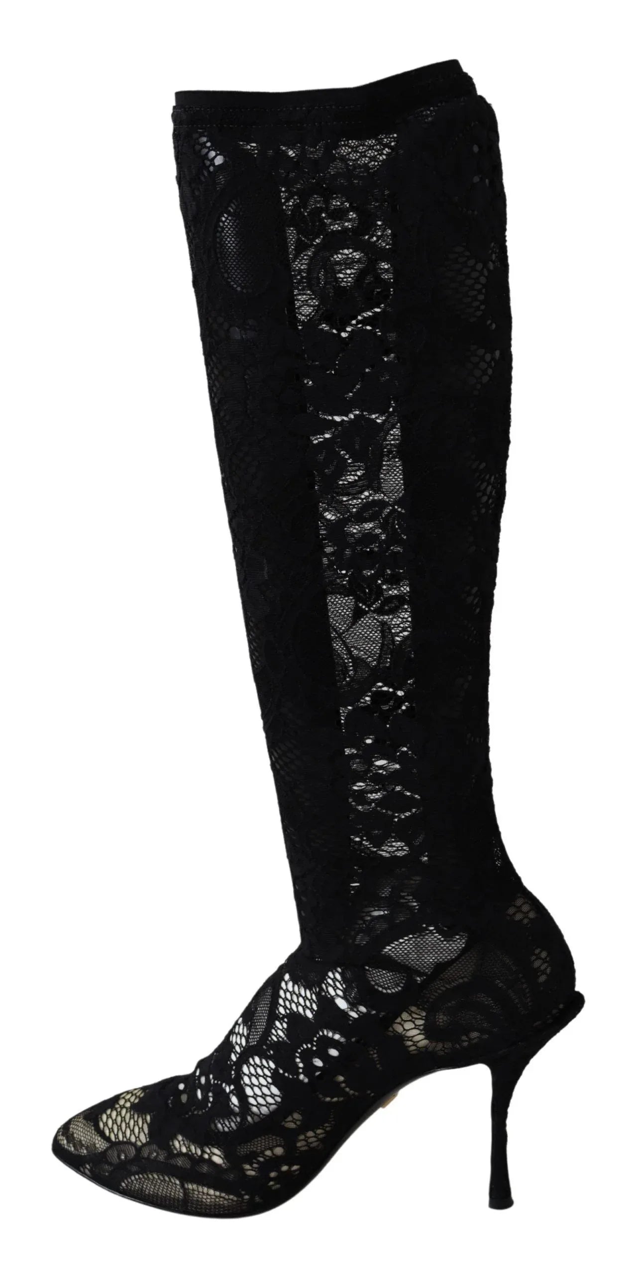 Dolce & Gabbana Black Taormina Lace Socks Boots Shoes Pumps - Zeiniez