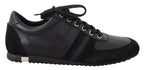 Dolce & Gabbana Black Logo Leather Casual Sneakers Shoes - Zeiniez