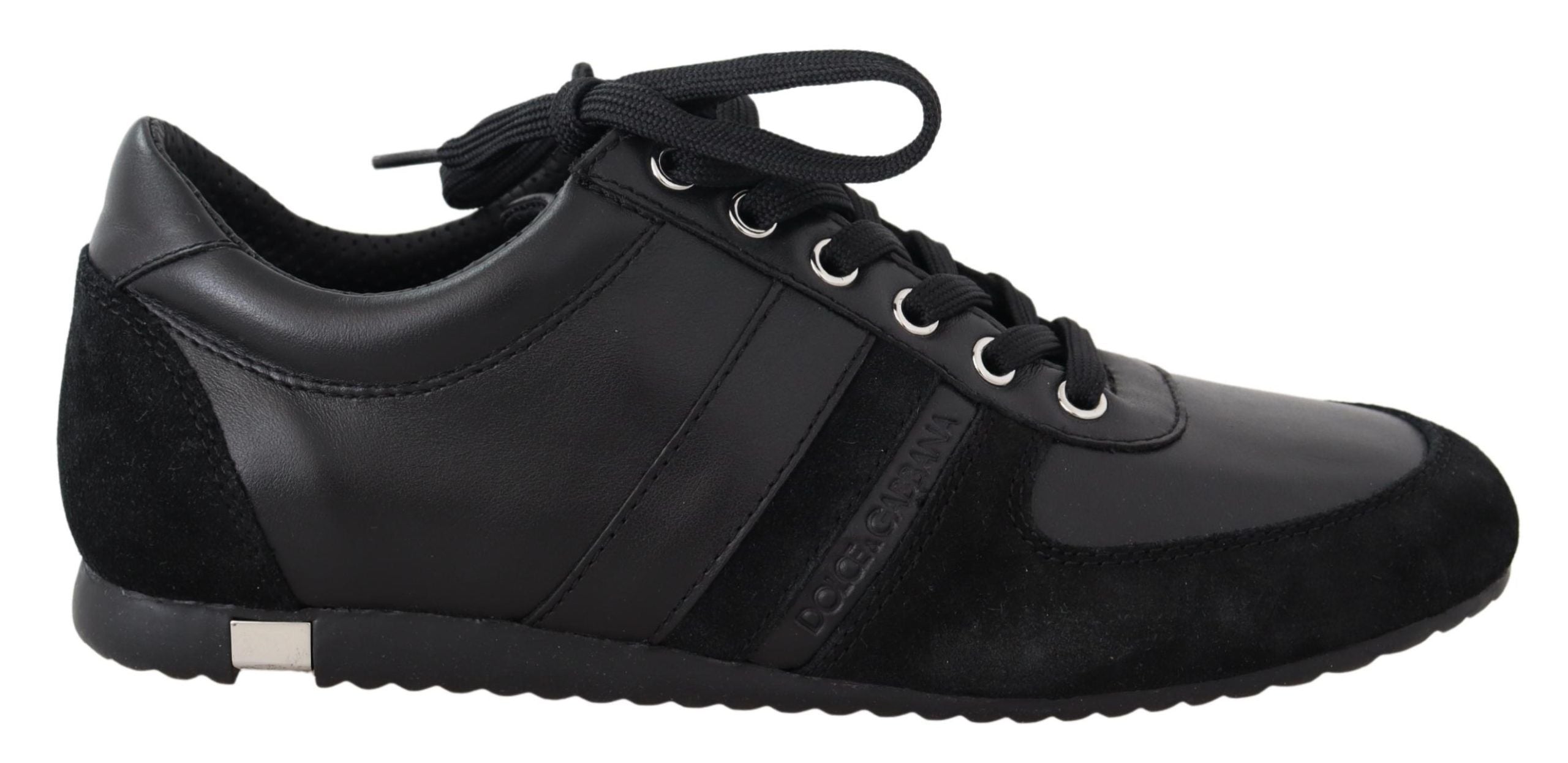 Dolce & Gabbana Black Logo Leather Casual Sneakers Shoes - Zeiniez