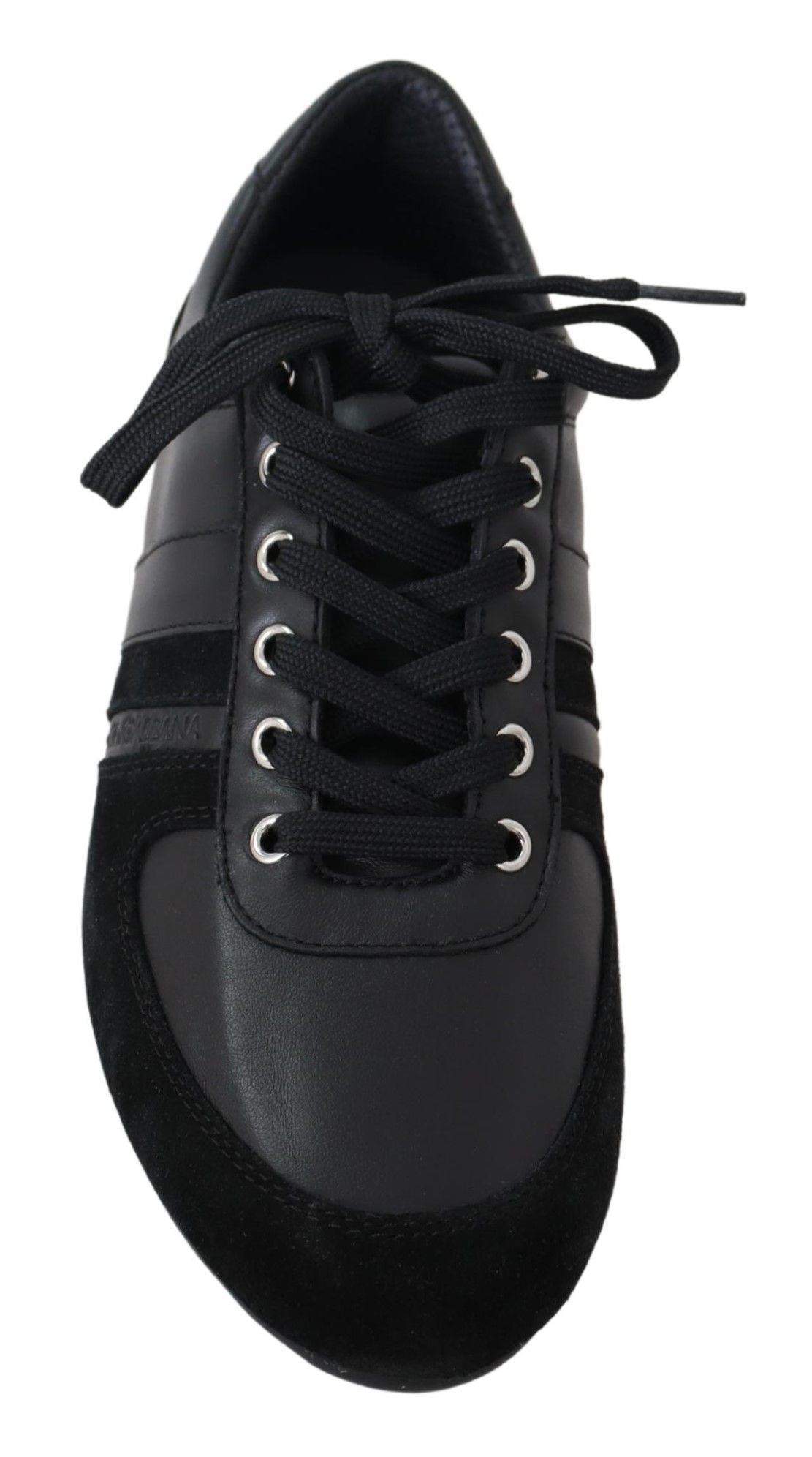 Dolce & Gabbana Black Logo Leather Casual Sneakers Shoes - Zeiniez