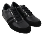 Dolce & Gabbana Black Logo Leather Casual Sneakers Shoes - Zeiniez