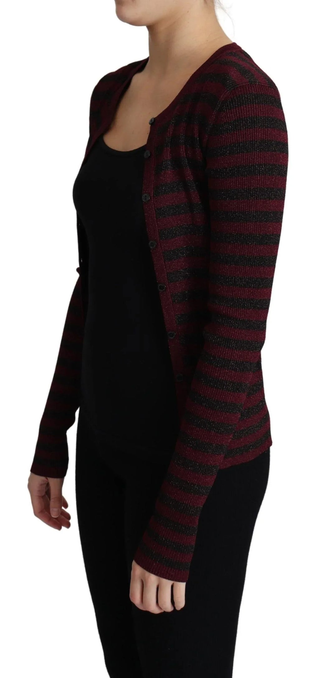 Dolce & Gabbana Black Red Striped Viscose Cardigan Sweater - Zeiniez