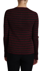 Dolce & Gabbana Black Red Striped Viscose Cardigan Sweater - Zeiniez
