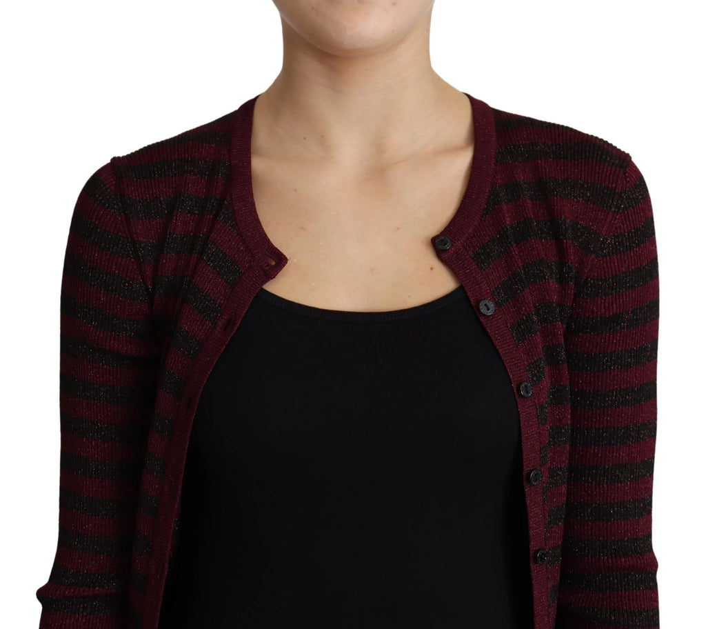 Dolce & Gabbana Black Red Striped Viscose Cardigan Sweater - Zeiniez