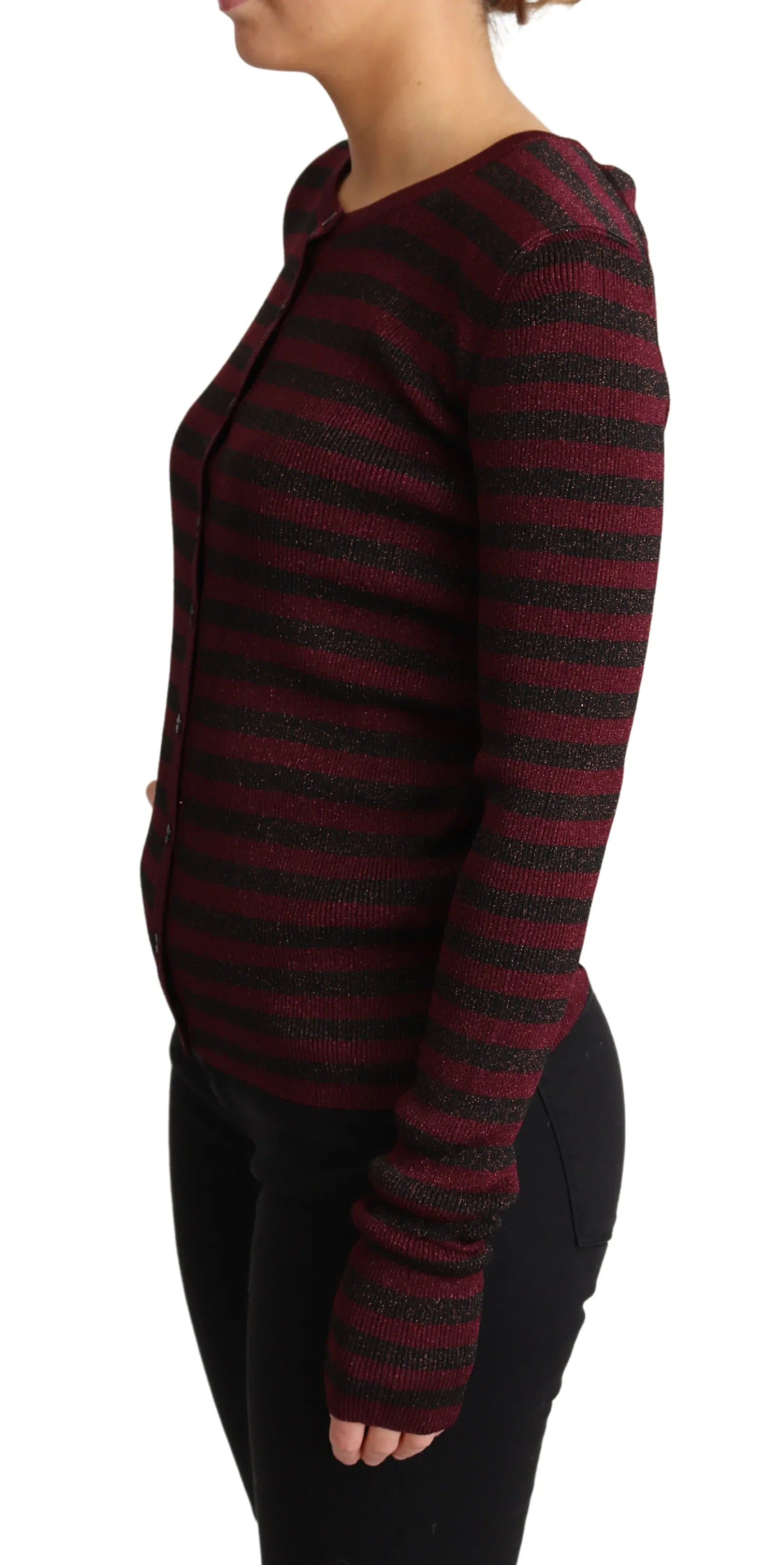 Dolce & Gabbana Black Red Striped Viscose Cardigan Sweater - Zeiniez