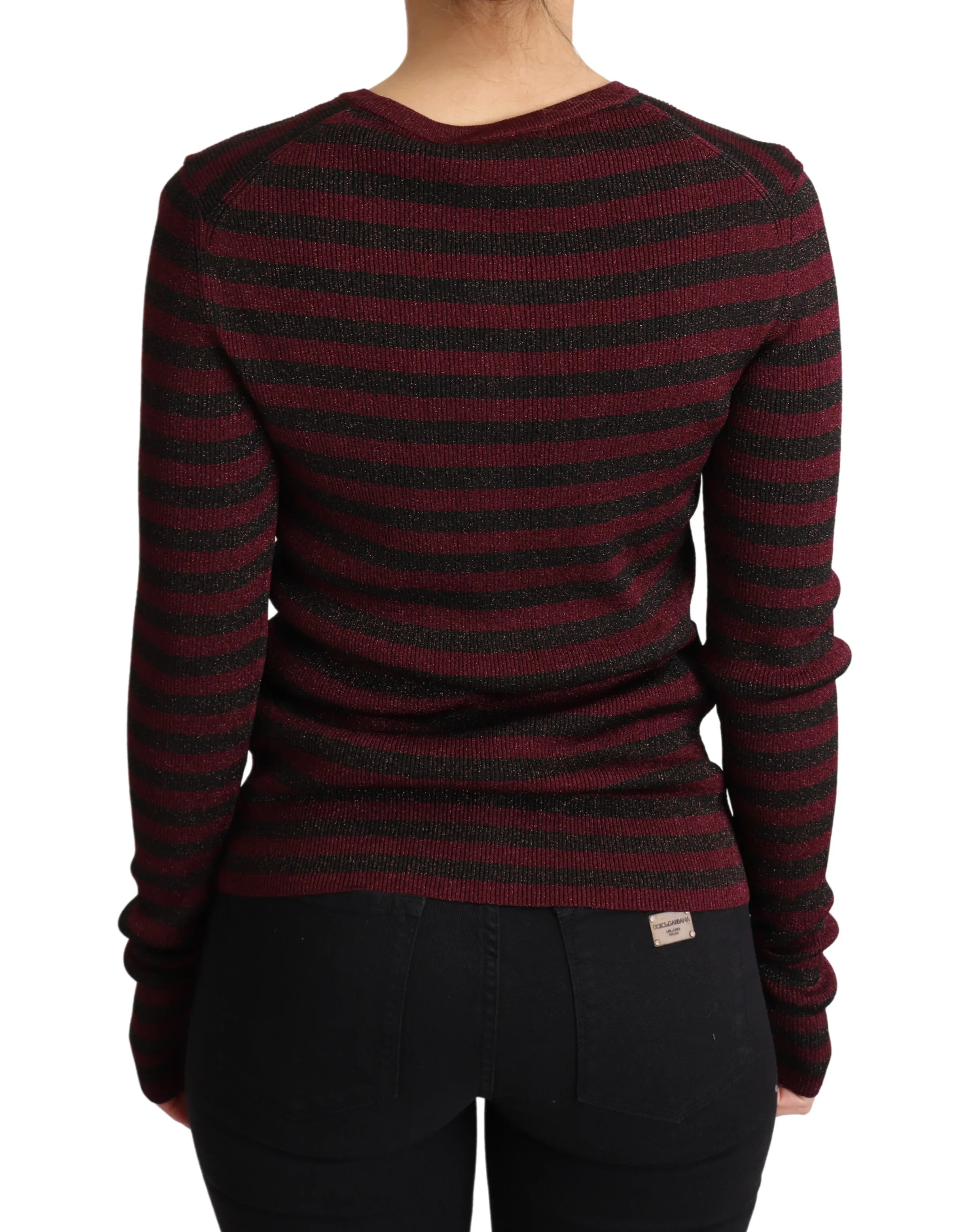 Dolce & Gabbana Black Red Striped Viscose Cardigan Sweater - Zeiniez