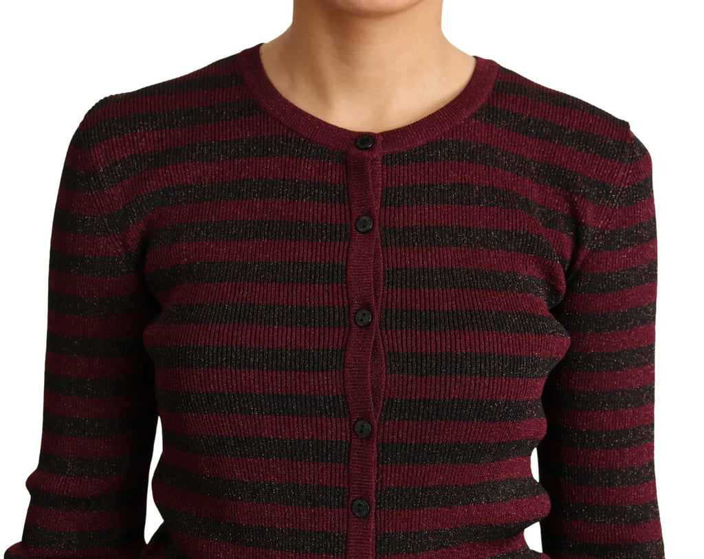 Dolce & Gabbana Black Red Striped Viscose Cardigan Sweater - Zeiniez