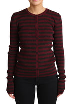 Dolce & Gabbana Black Red Striped Viscose Cardigan Sweater - Zeiniez
