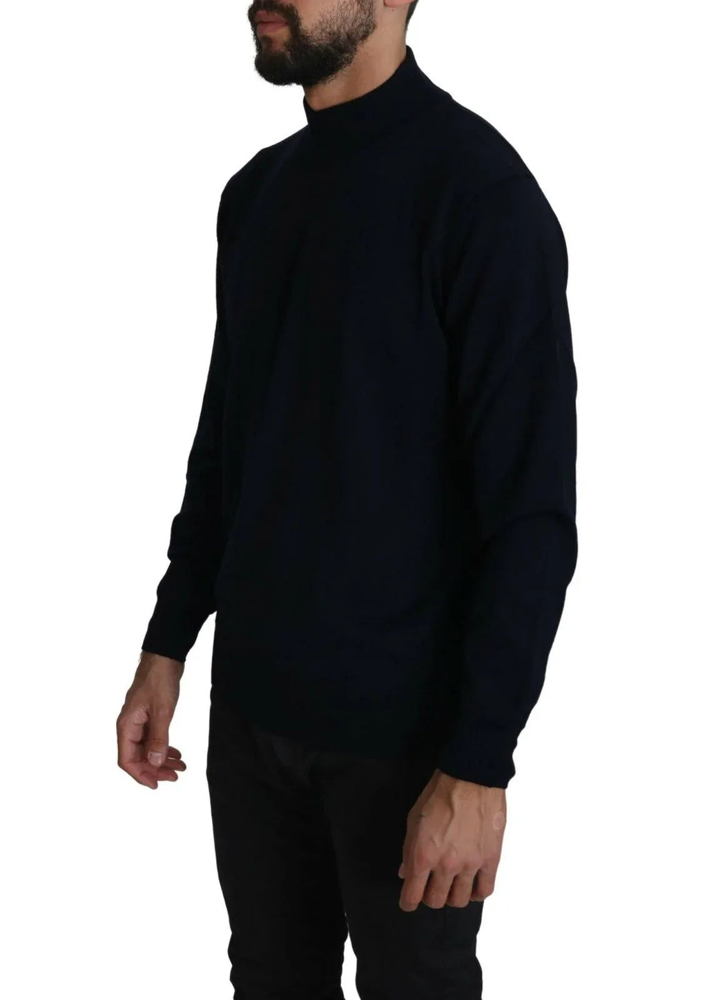 MILA SCHÖN Dark Blue Crewneck Pullover 100% Wool Sweater - Zeiniez
