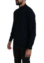 MILA SCHÖN Dark Blue Crewneck Pullover 100% Wool Sweater - Zeiniez