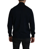 MILA SCHÖN Dark Blue Crewneck Pullover 100% Wool Sweater - Zeiniez