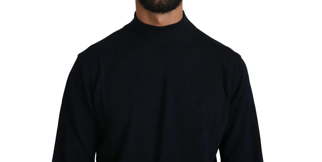 MILA SCHÖN Dark Blue Crewneck Pullover 100% Wool Sweater - Zeiniez