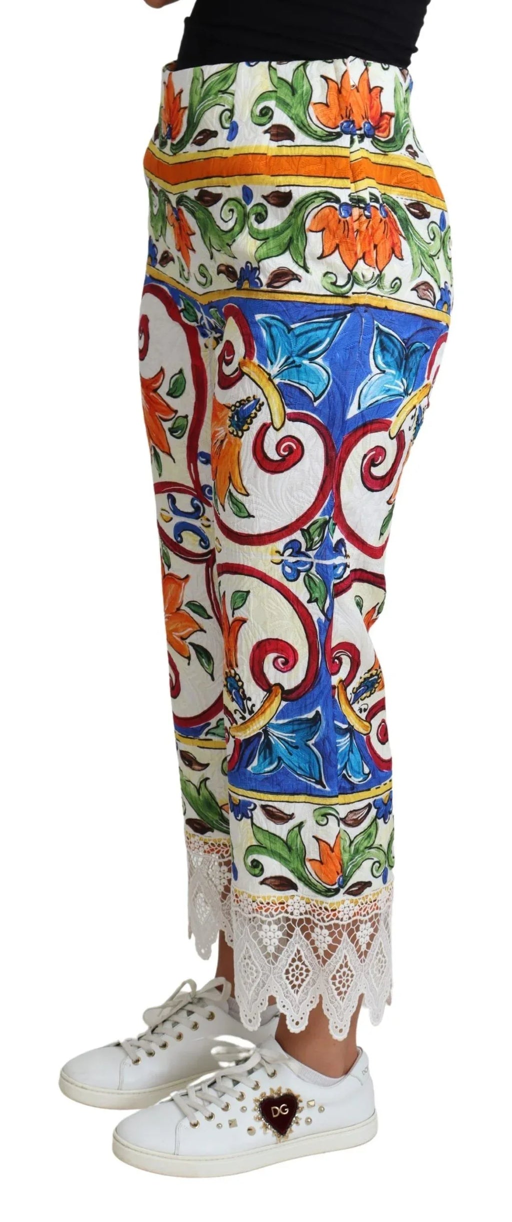 Dolce & Gabbana Multicolor Majolica Print Trouser Cotton Pants - Zeiniez