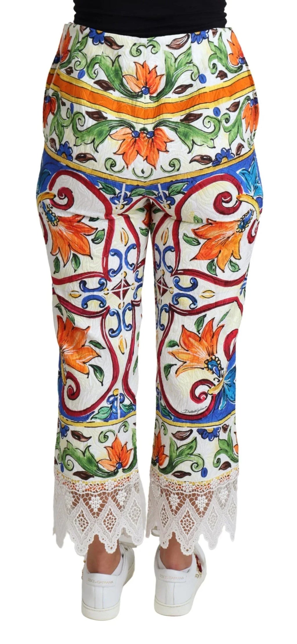 Dolce & Gabbana Multicolor Majolica Print Trouser Cotton Pants - Zeiniez