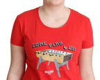 Moschino Red Cotton Come Play 4 Us Print Tops Blouse T-shirt - Zeiniez