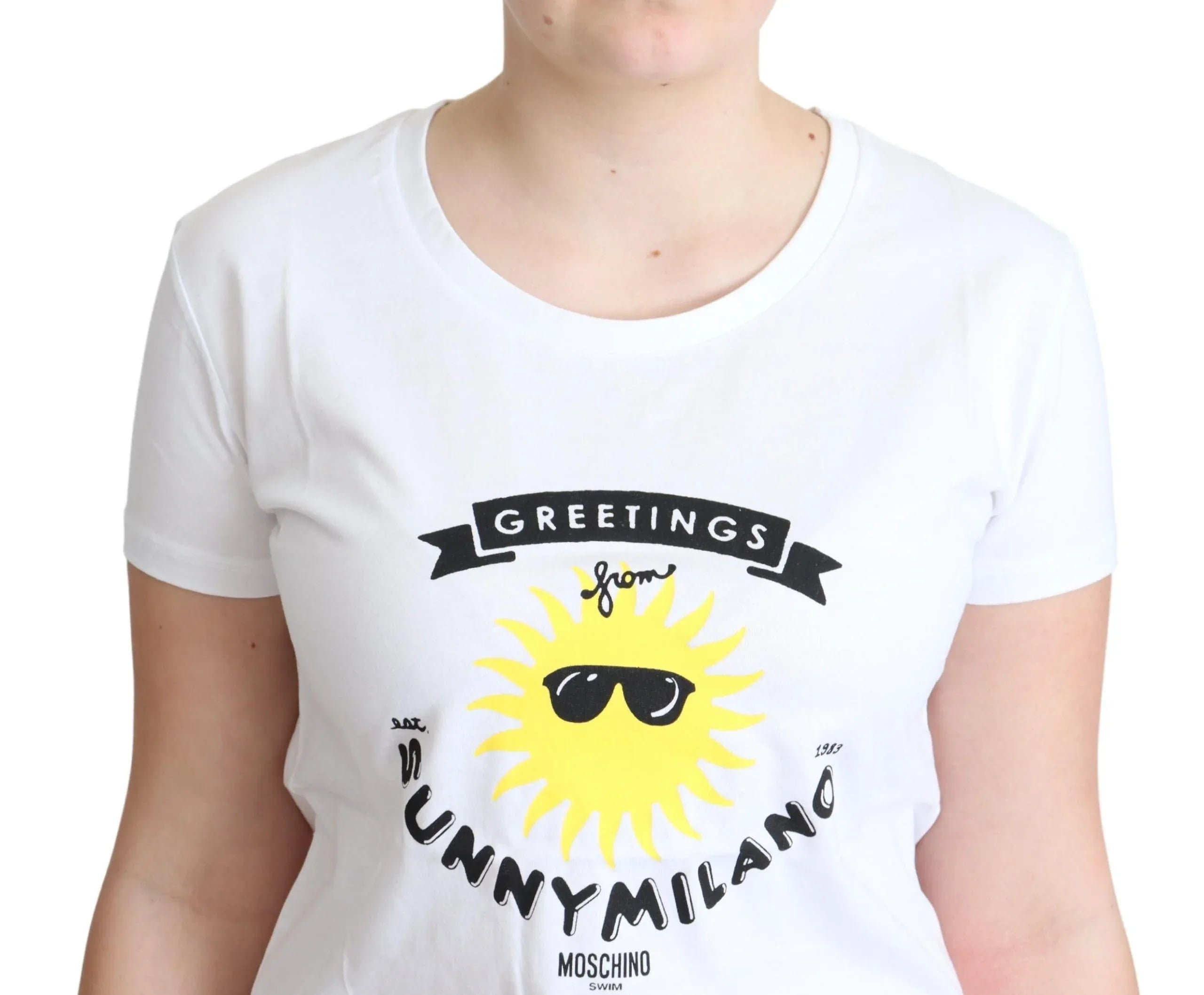 Moschino White Cotton Sunny Milano Print T-shirt - Zeiniez