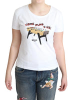 Moschino White Cotton Come Play 4 Us Print Tops T-shirt - Zeiniez