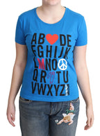 Moschino Blue Cotton Alphabet Letter Print Tops - Zeiniez