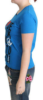 Moschino Blue Cotton Alphabet Letter Print Tops - Zeiniez