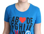 Moschino Blue Cotton Alphabet Letter Print Tops - Zeiniez