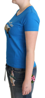 Moschino Blue Cotton Come Play 4 Us Print T-shirt - Zeiniez