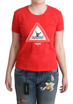 Moschino Red Cotton Swim Graphic Triangle Print T-shirt - Zeiniez