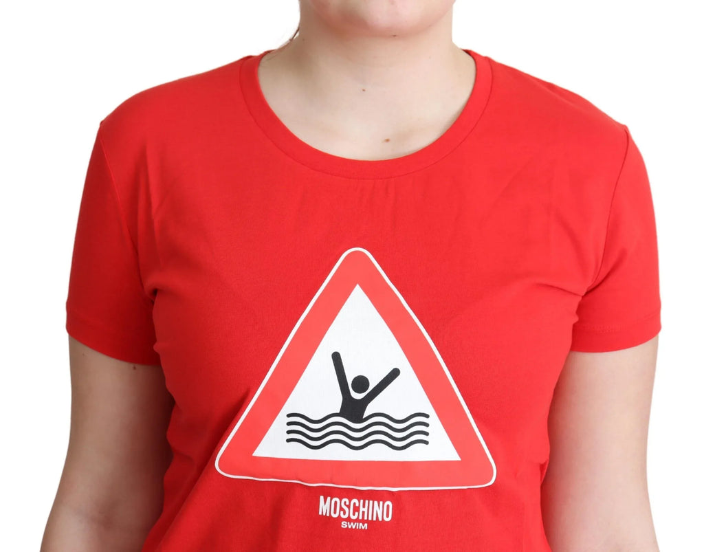 Moschino Red Cotton Swim Graphic Triangle Print T-shirt - Zeiniez
