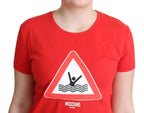 Moschino Red Cotton Swim Graphic Triangle Print T-shirt - Zeiniez