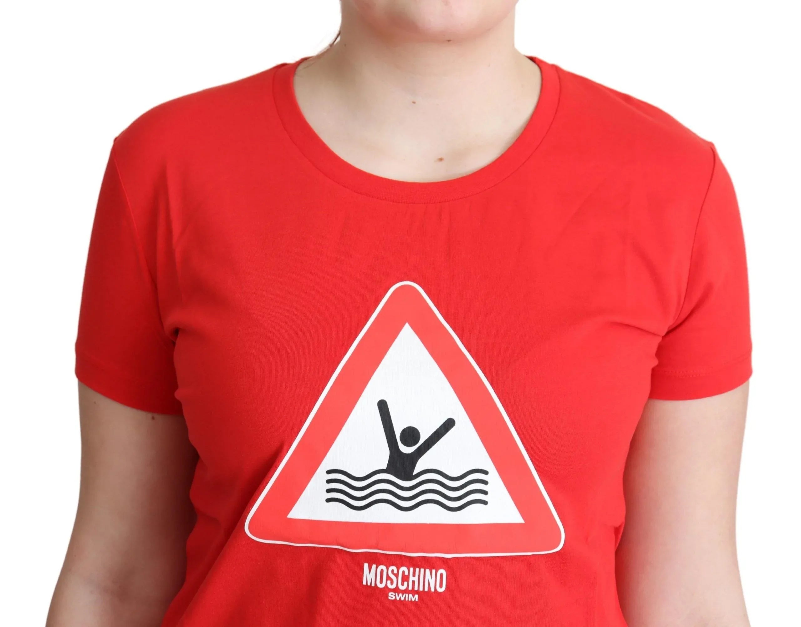 Moschino Red Cotton Swim Graphic Triangle Print T-shirt - Zeiniez