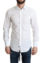 Dolce & Gabbana White Cotton Long Sleeves Men Formal Shirt - Zeiniez